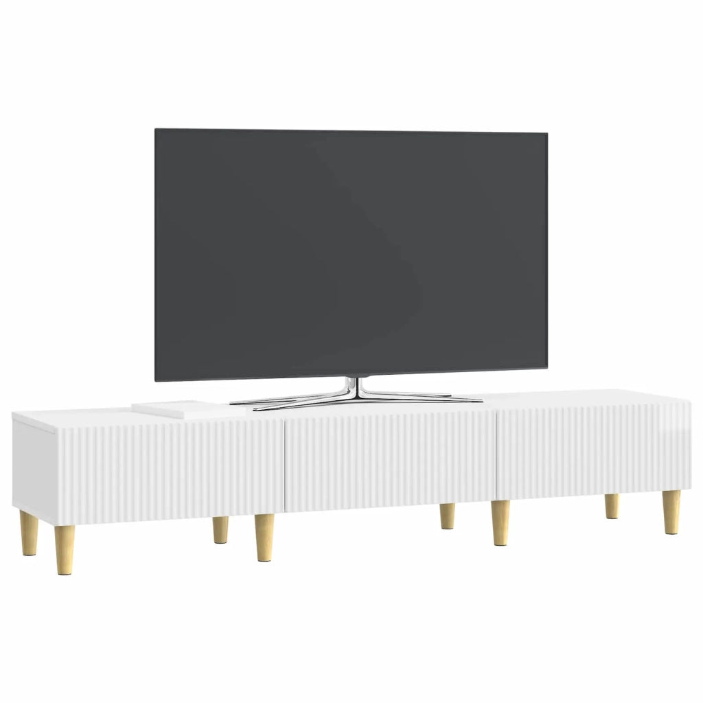 Mobile TV Bianco Lucido 147 x 34,5 x 30 cm Legno ingegnerizzato