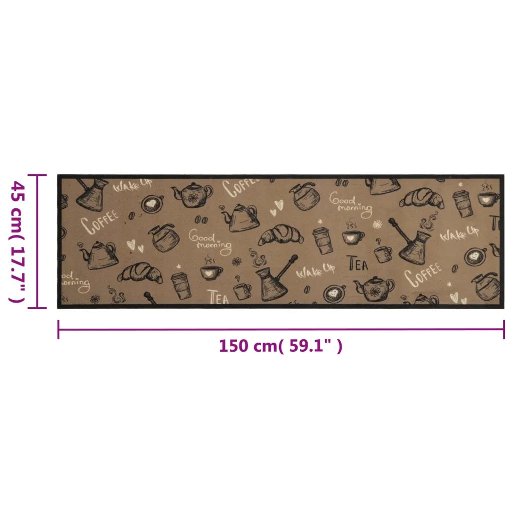Tappeto da Cucina Lavabile Marrone Mattutino 45x150 cm Velluto 4005587