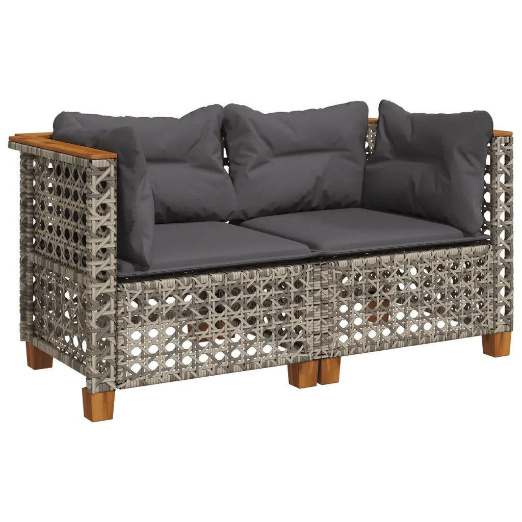 Divani Angolari da Giardino con Cuscini 2pz Polyrattan Grigio 365936