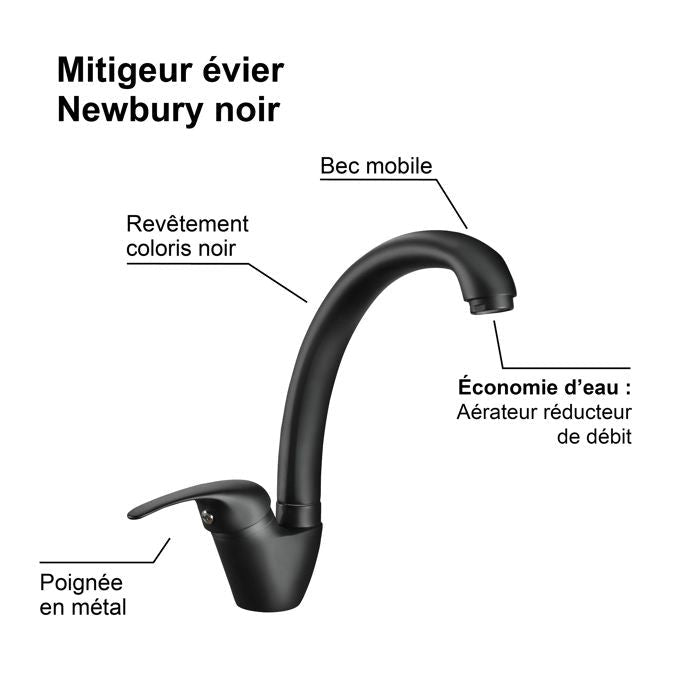 Miscelatore lavello NEWBURY nero