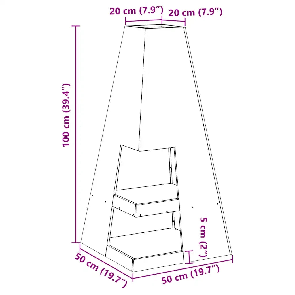 Focolare Nero 50 x 50 x 100 cm Acciaio CFW8108601
