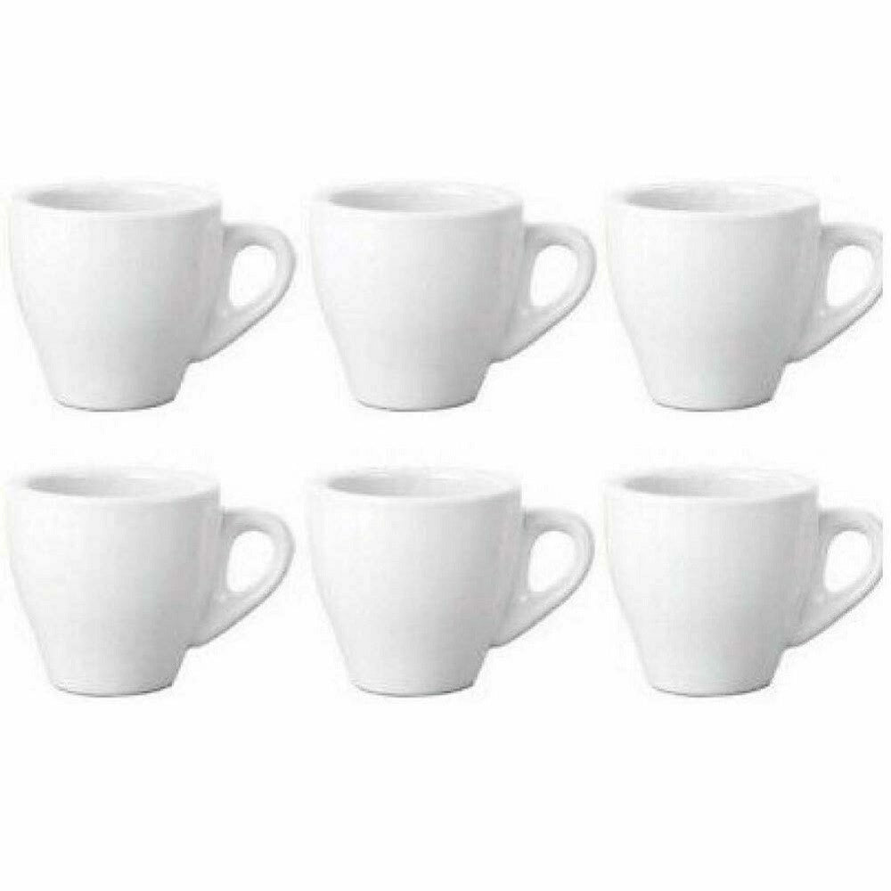 Trade Shop - Set 6 Tazzine Servizio Da Caffe Tazzina Alta In Ceramica Bianca Da Cucina -