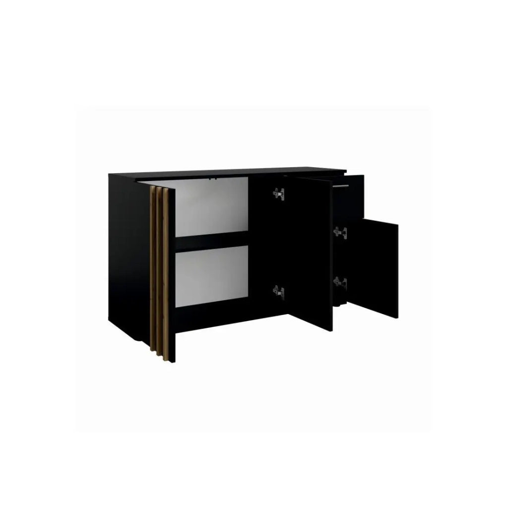 Cassettiera VARIA - 3 porte e 1 cassetto - Design moderno colore nero e rovere Artigiano