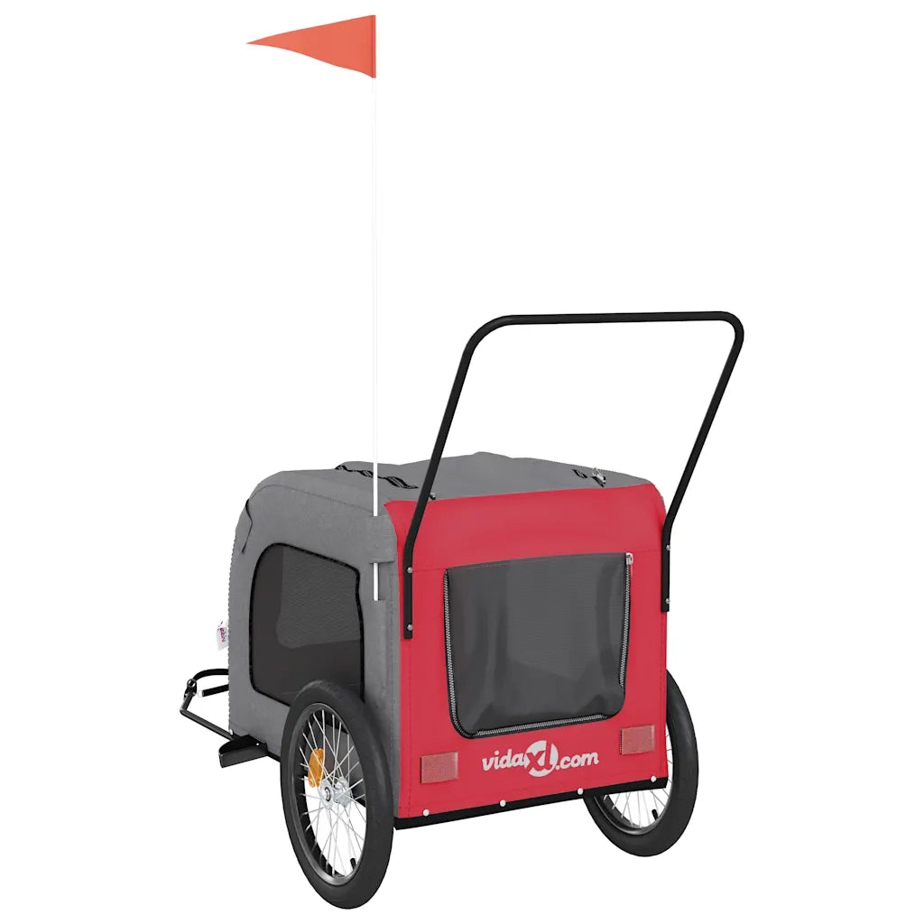 Rimorchio da Bici per Animali Rosso e Grigio Oxford e Ferro CFW5669701
