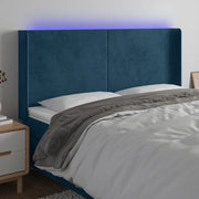 Testiera a LED Blu Scuro 203x16x118/128 cm in Velluto