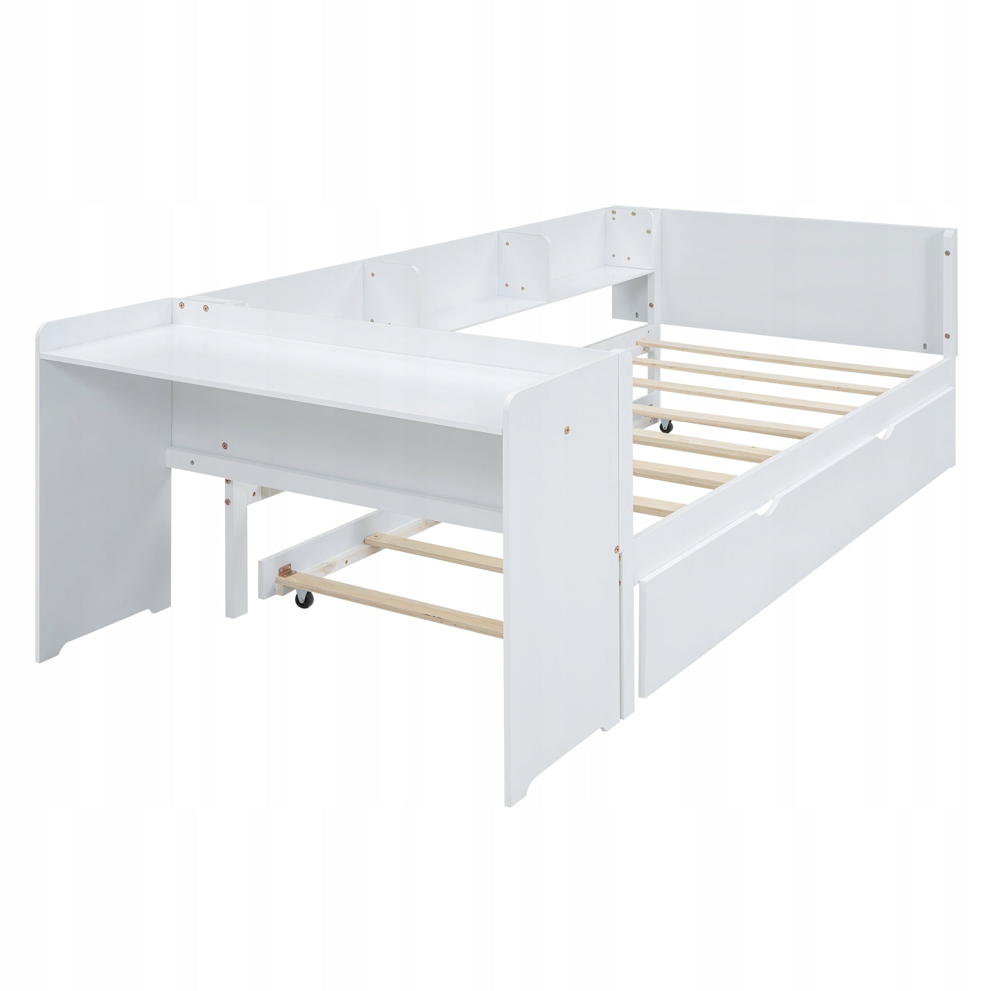 Letto con scrivania - Xylo - 90x200 - Bianco - Letto pieghevole