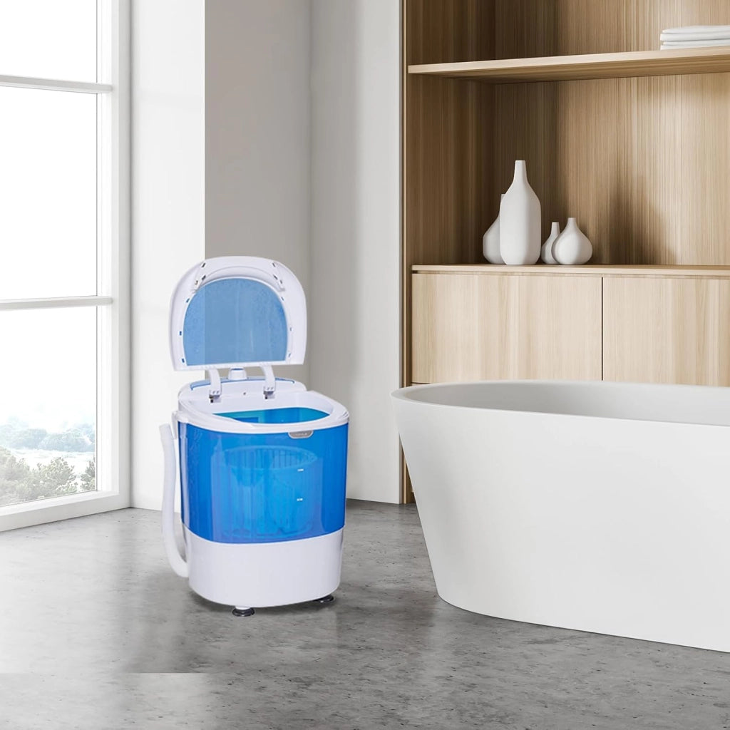 Mini lavatrice con centrifuga, lavatrice da campeggio fino a 2 kg, 170 W, con tubo di scarico, lavatrice toploader, 36 x 34 x 51 cm