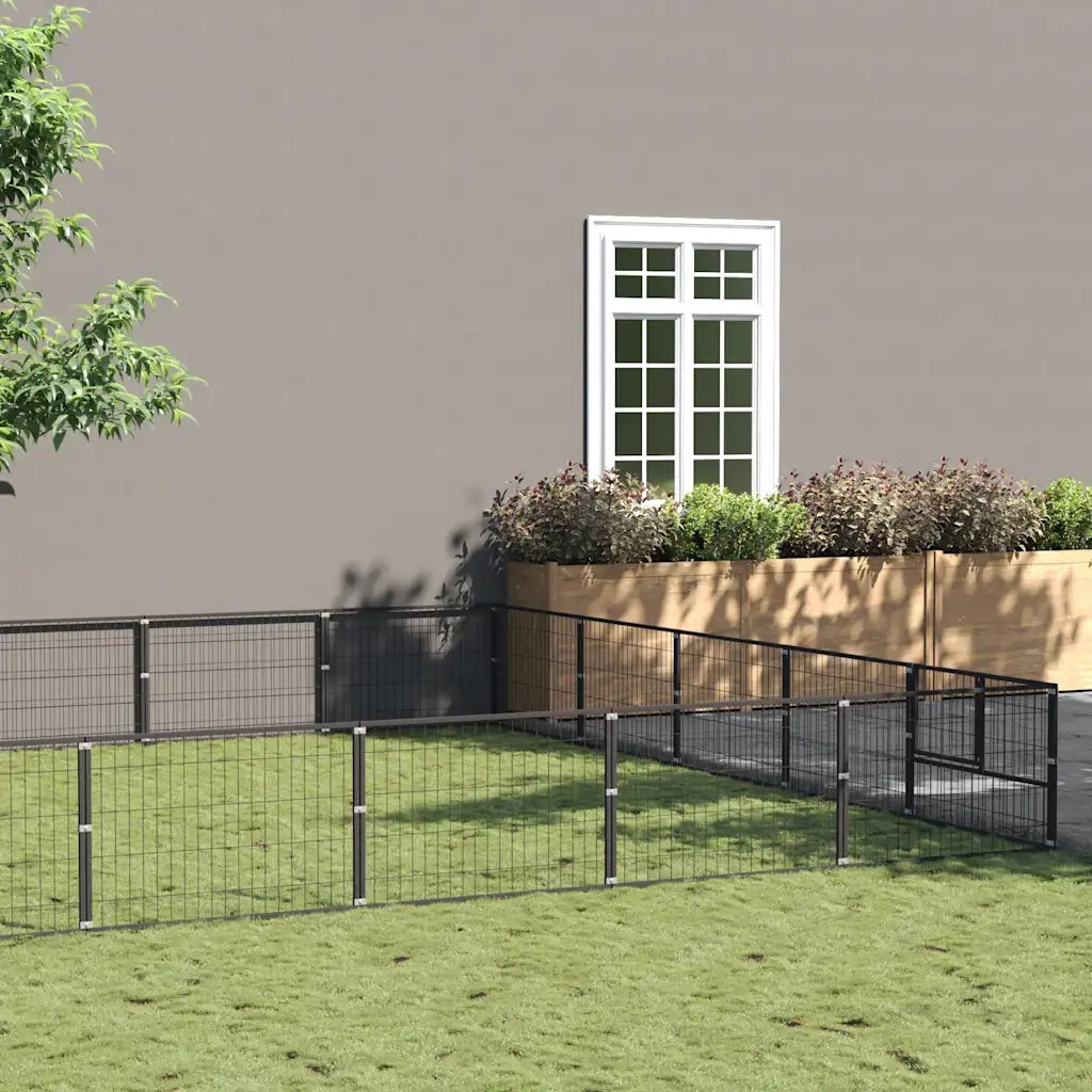 Gabbia per Cani Nera 50 m² in Acciaio 3082162
