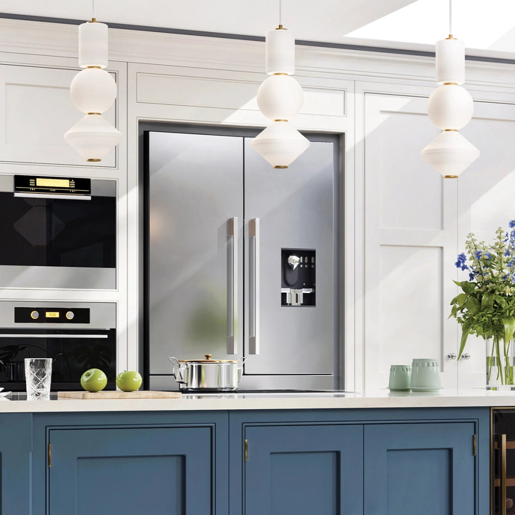 Lampada a sospensione Bijou LED 20W vetro opale oro