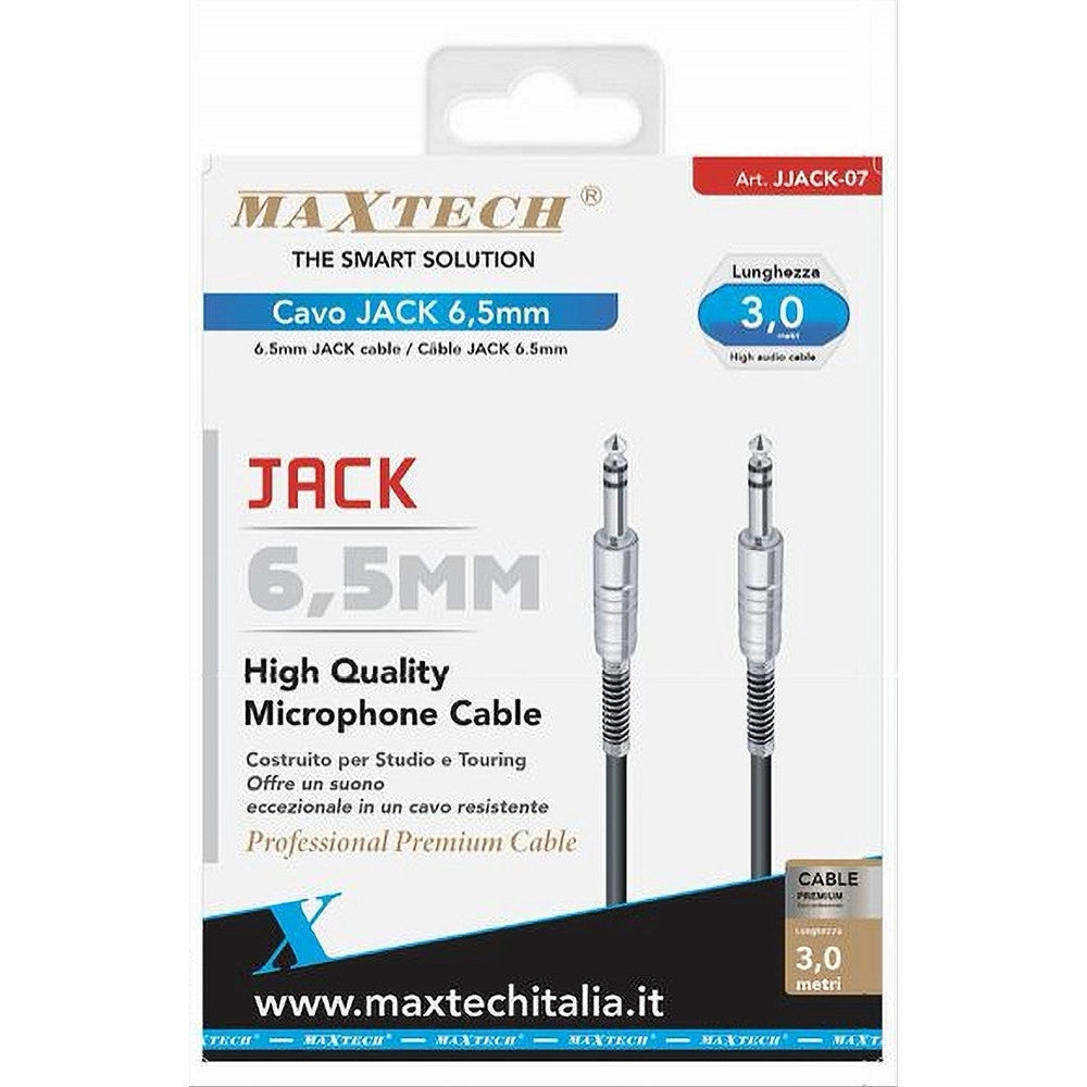 Trade Shop - Cavo Collegamento 2 Jack Da 6.5 Mm 3 Mt Cavetto Microfono Audio Stereo Jjack-07 -