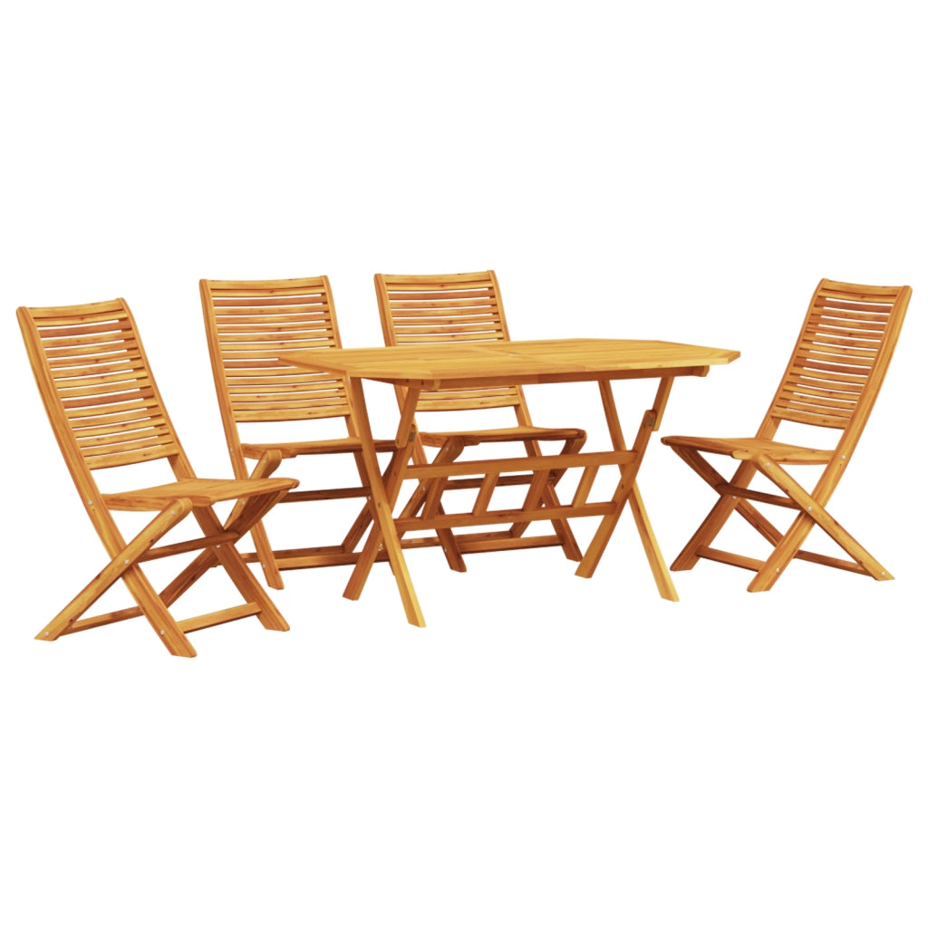 Set da pranzo da giardino 5 pezzi in legno massiccio di acacia
