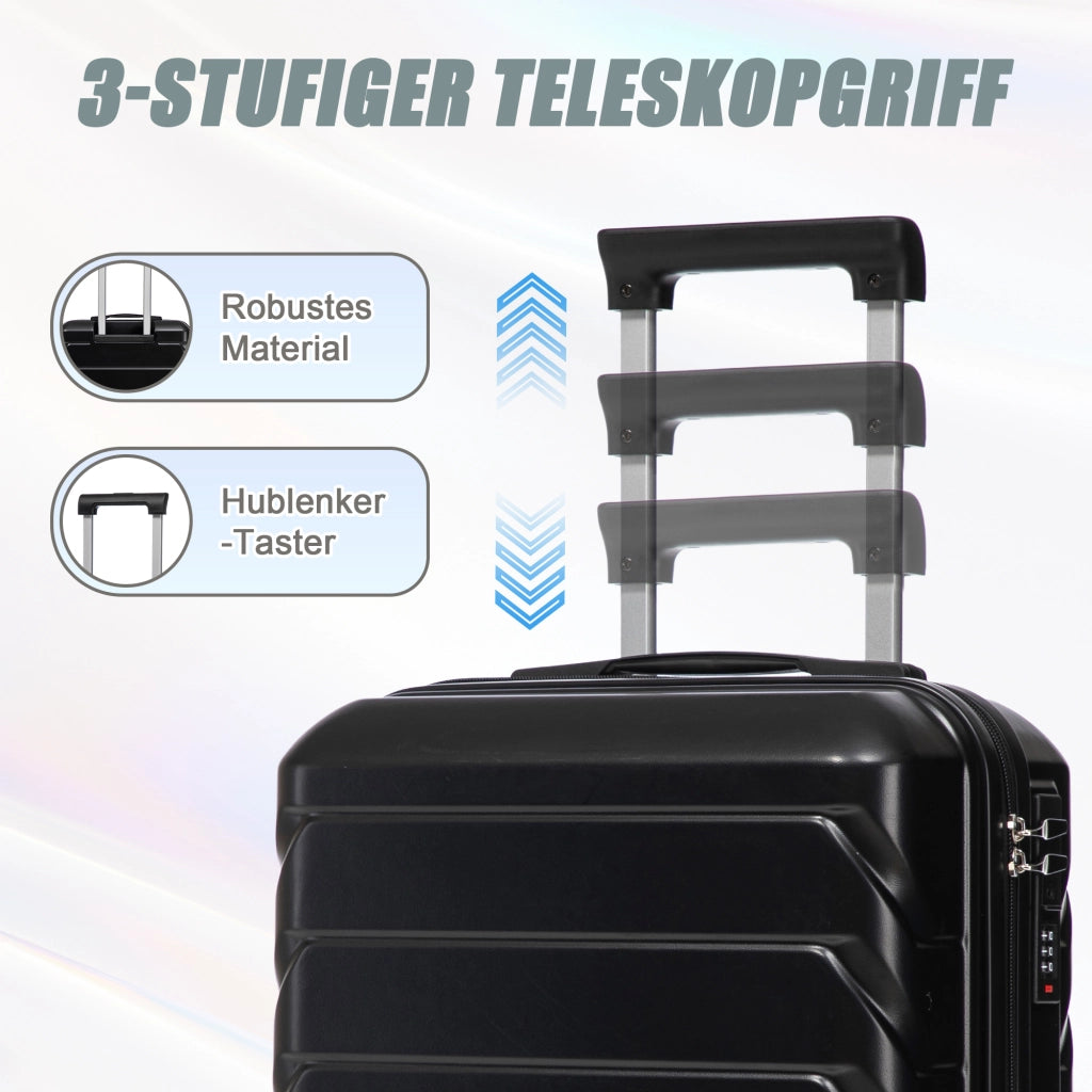 Set di 2 valigie girevoli in ABS da 14"/19" con lucchetto a combinazione e trousse da 14" (Nero)