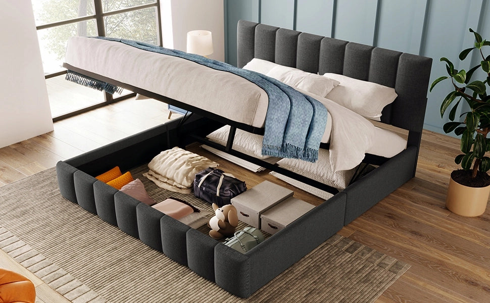 Letto imbottito idraulico - Xylo - 140x200 - Grigio