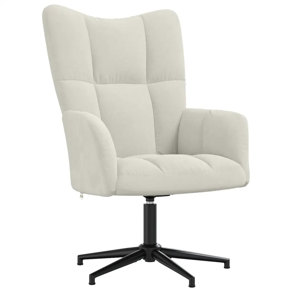 Poltrona Relax con Poggiapiedi Bianco Crema in Velluto 328115