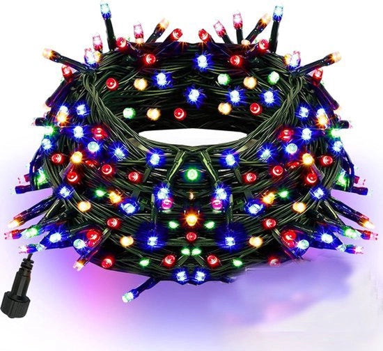 Fascia luminosa per Natale, collegabile, impermeabile, cavo verde, con 8 impostazioni, decorazione natalizia per interni, giardino e giardino (colorata, 300 led)