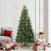 Albero di Natale Artificiale con Rami Pieghevoli Verde 210 cm