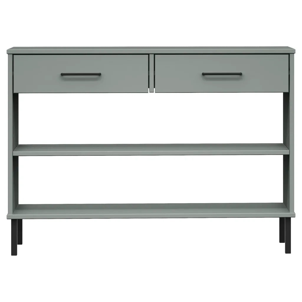 Mobile Consolle Gambe Metallo Grigio Legno Massello Pino OSLO 351004