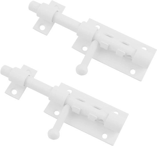Deurvergrendeling Premium 105 cm con foro a cerniera - 2 pezzi - catena di serraggio in acciaio inox per porte, finestre, armadi e cancelli esterni - bianco, acciaio inox 304 spesso