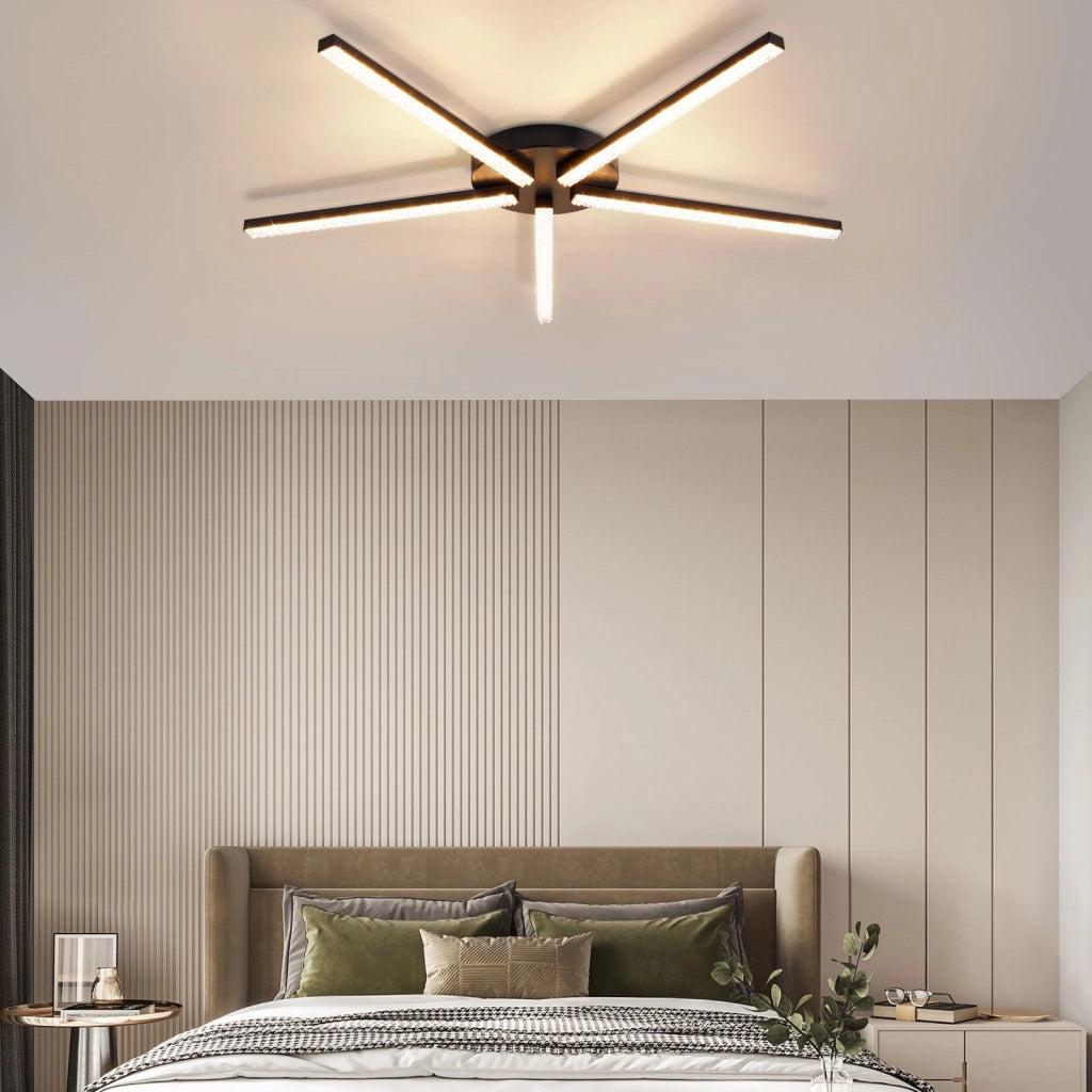 ZMH Lampada da soffitto plafoniera LED nera 24W 3000K moderna metallo cristallo per soggiorno corridoio cucina
