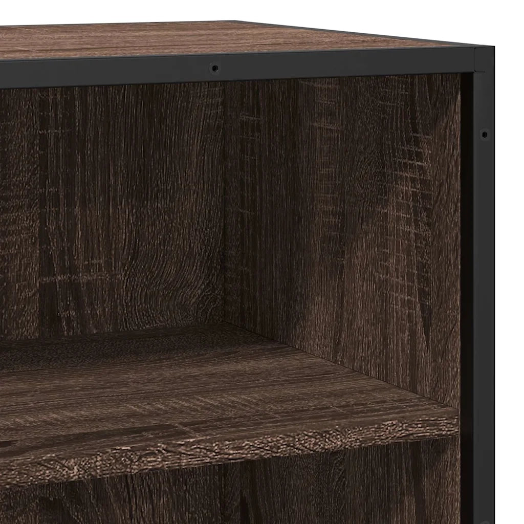 Credenza Rovere Marrone 68x35x76 cm in Truciolato e Metallo