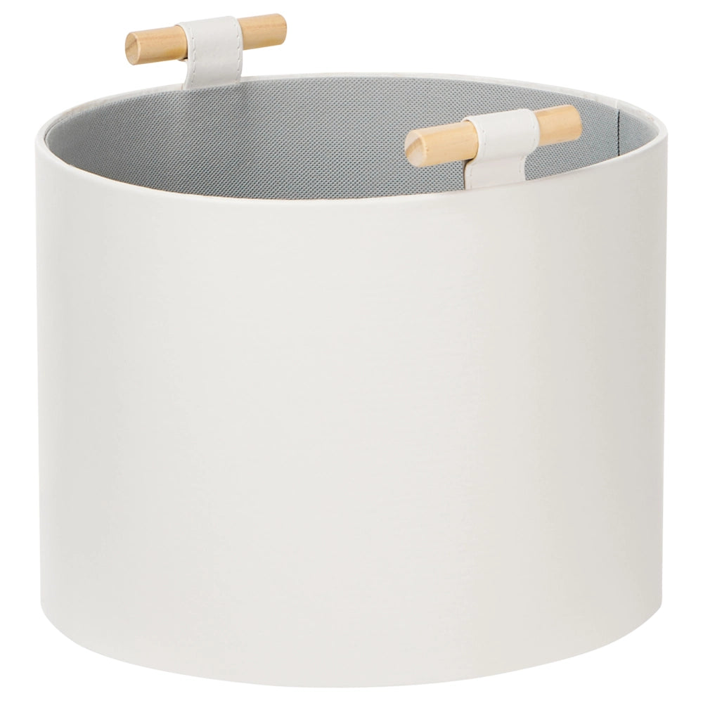 Set di 3 cesti portaoggetti fatti a mano con manici in ecopelle bianco sporco