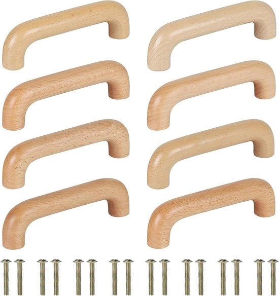 96mm Griphi in Legno Moderni per Mobili - Maniglie Curve - 8 Pezzi