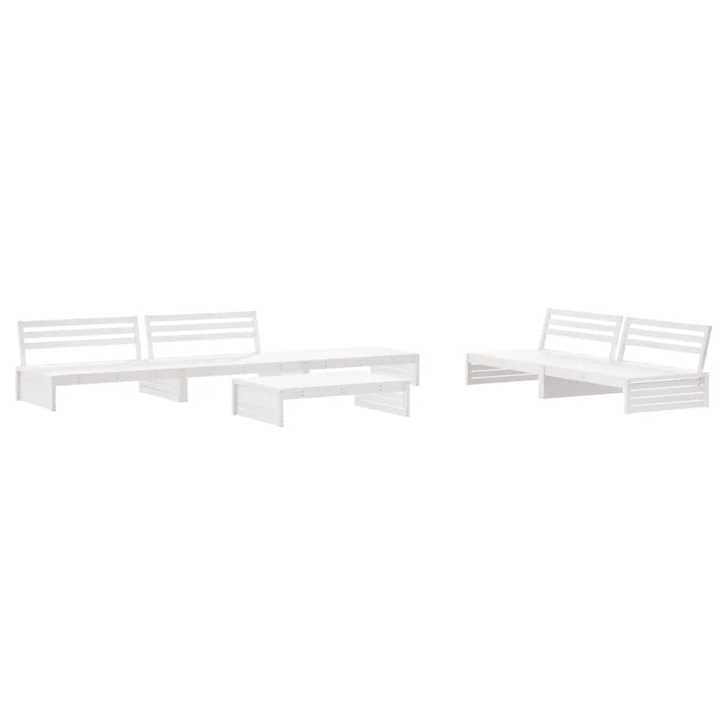 Set Divani da Giardino 6pz con Cuscini in Legno Massello Biancocod mxl 101342
