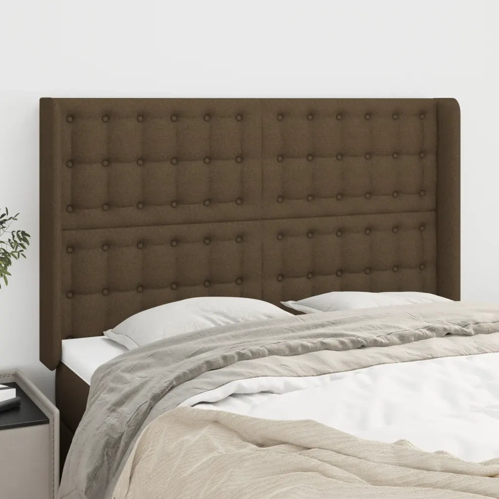 Testiera | Testata ad Orecchio MarroneScuro147x16x118/128cm inTessuto