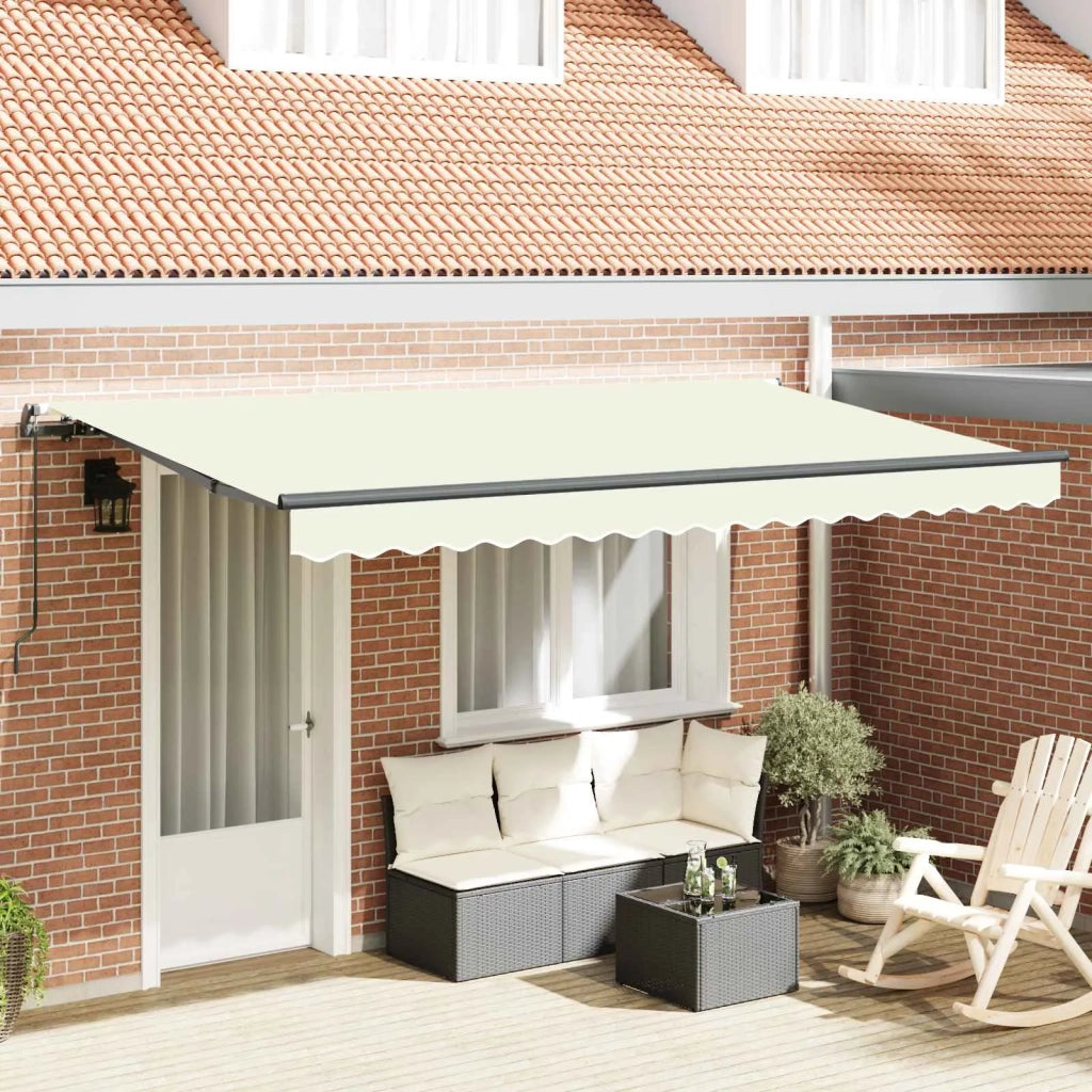 Tenda retrattile-Tenda parasole per balcone Crema 350 x 200 cm Tessuto 822330