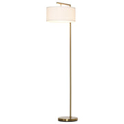 Lampada da terra a stelo con paralume in lino base rotonda stabile per ufficio camera da letto ¨C zephmum ¨C 47x37x153 cm oro e bianco