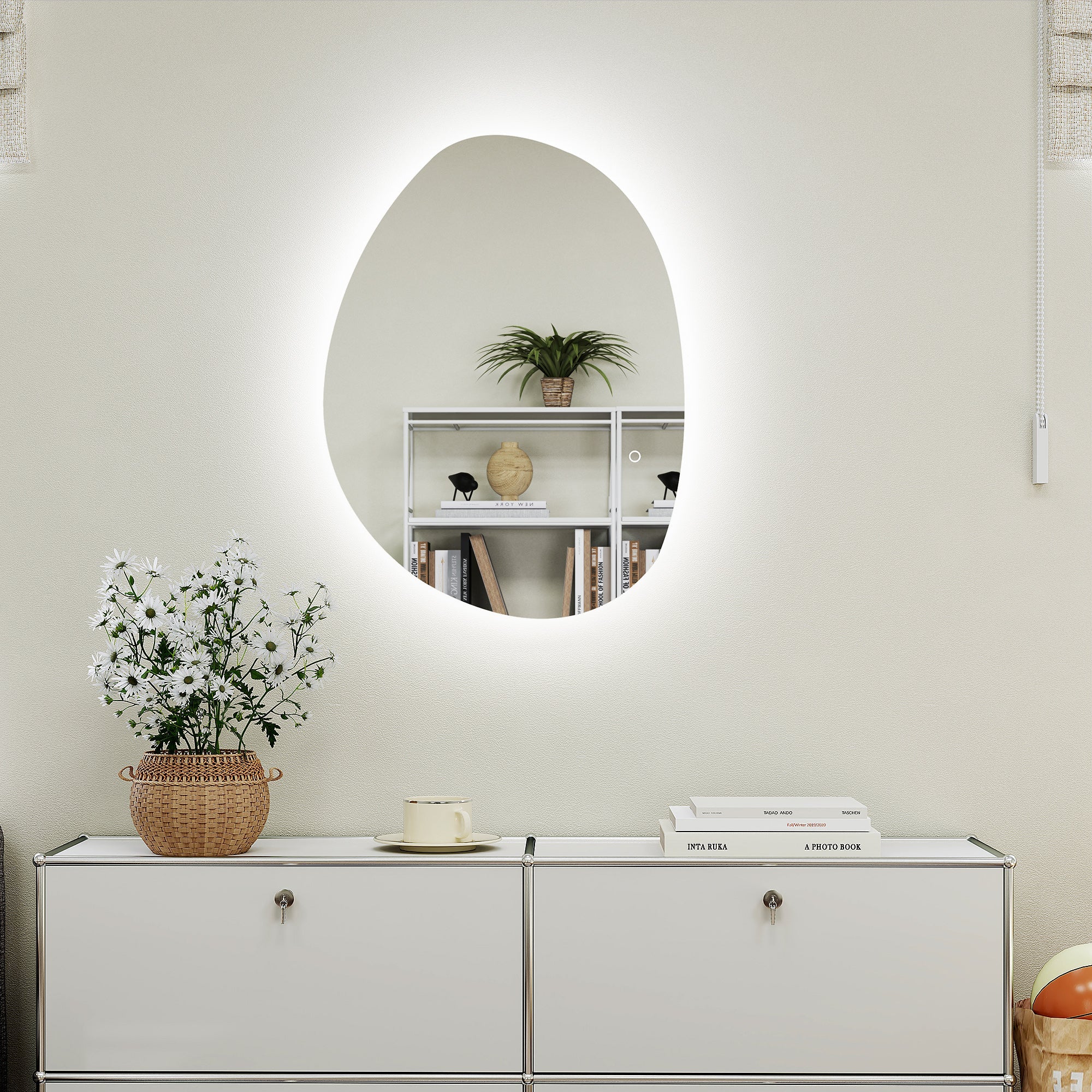 Specchio da Bagno 80x5x60 cm Illuminato a LED 3 Tonalità in Vetro Temperato Argento