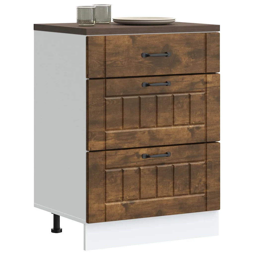Base da Cucina Lucca Rovere Fumo in Legno Multistrato 854274