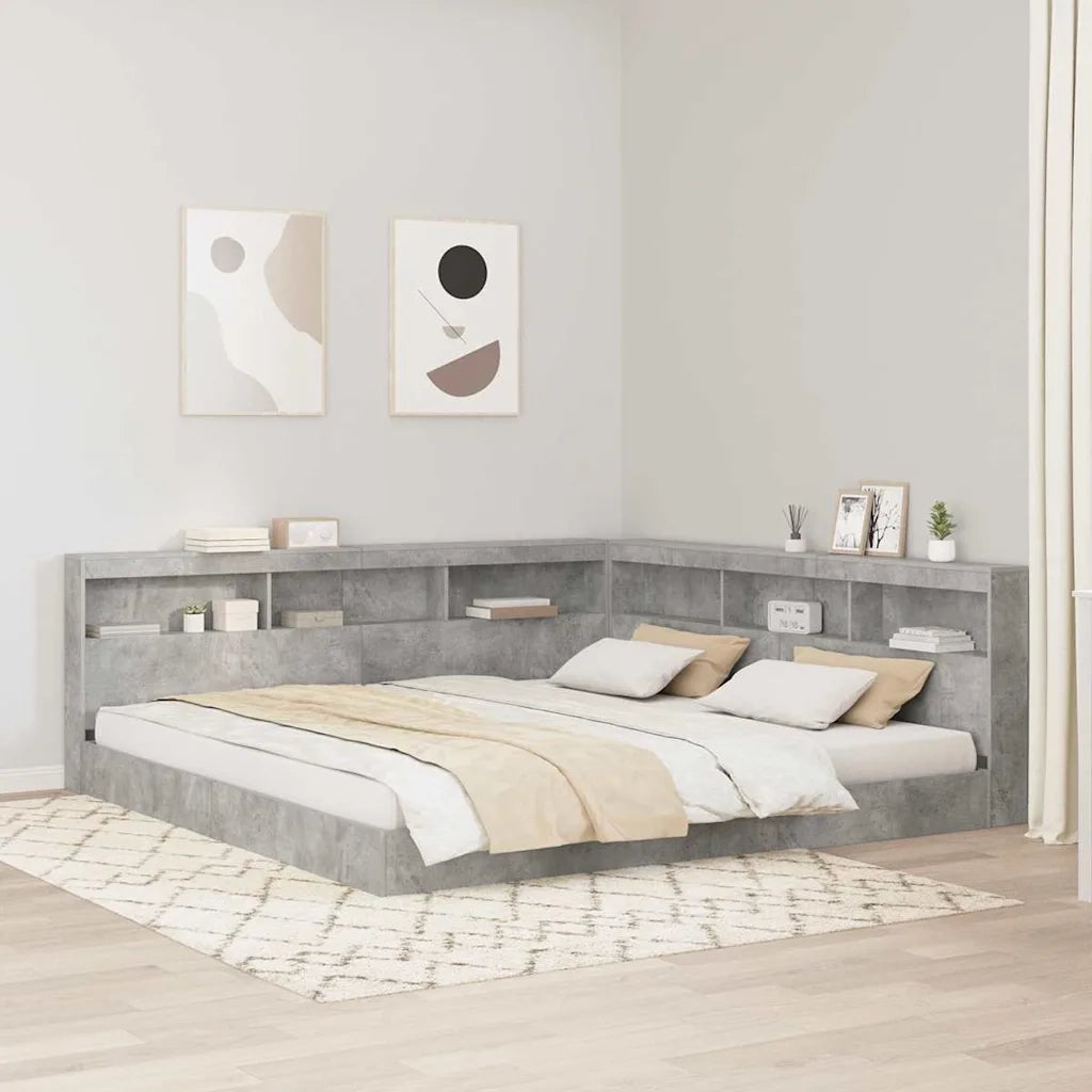 vidaXL Testata contenitore Grigio cemento 200 cm Legno multistrato