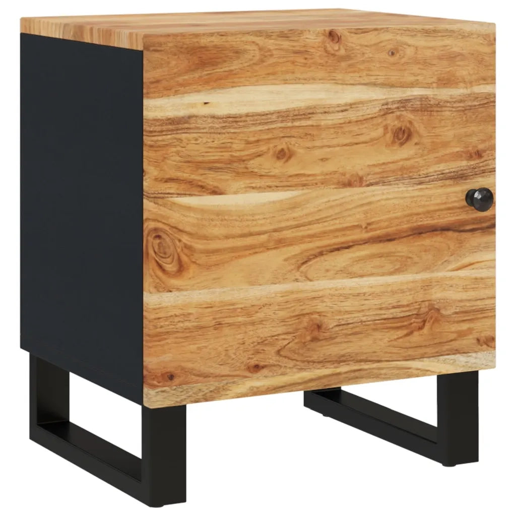 Comodino | Armadio da Notte | Mobiletto da notte 40x33x46 cm in Legno Massello di Acacia
