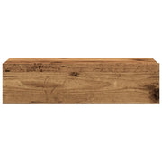 Set di 2 mobili porta TV con pratica illuminazione a LED e vani portaoggetti a parete 60 x 35 x 15 cm in legno composito finitura effetto legno anticato 02_0050855