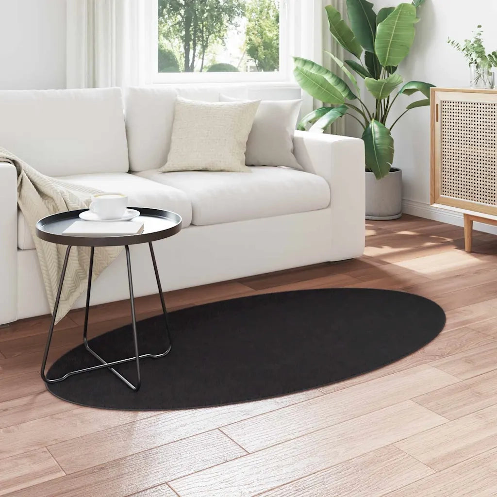 Tappeti per area Ovale HUARTE Nero 80 x 150 cm 100% Poliestere 4103649