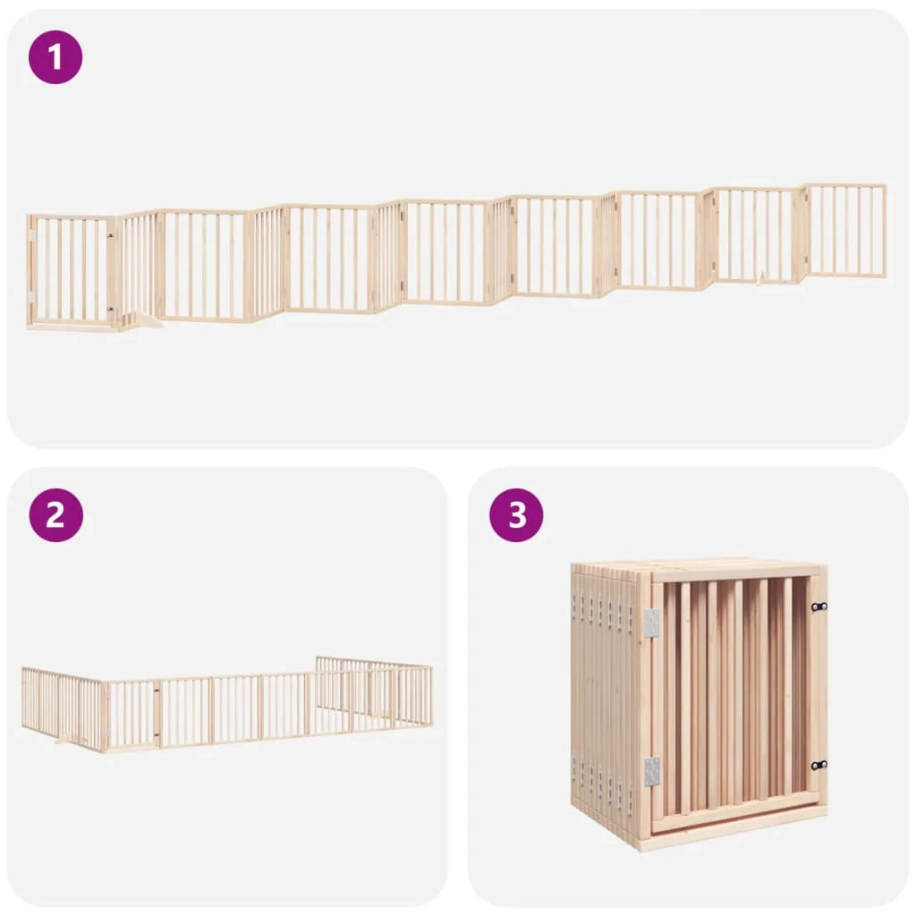 Cancelletto di sicurezza per animali domestici porta pieghevole 15 pannelli legno di pioppo marrone 02_0023193