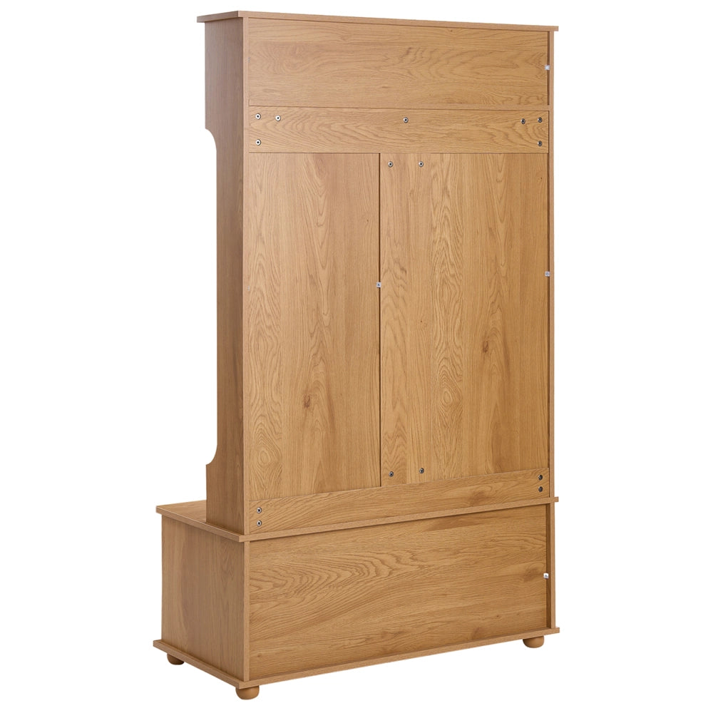 Scarpiera con appendiabiti MDF marrone chiaro 6 scomparti per scarpe 4 ganci