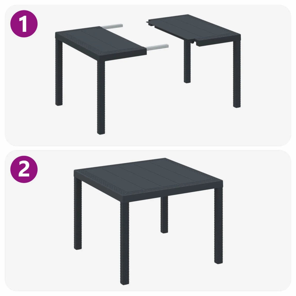 Set da Pranzo per Giardino 3 pcs Antracite Polipropilene
