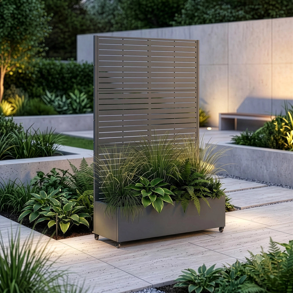 Fioriera con Spalliera Nodepp in Acciaio 190 x 120 x 38 cm - Grigio Antracite casa.pro