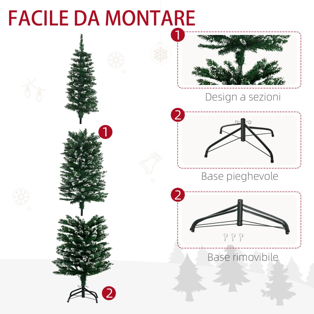 Albero di Natale Slim Innevato Artificiale ¨C zephmum ¨C Verde 190 cm