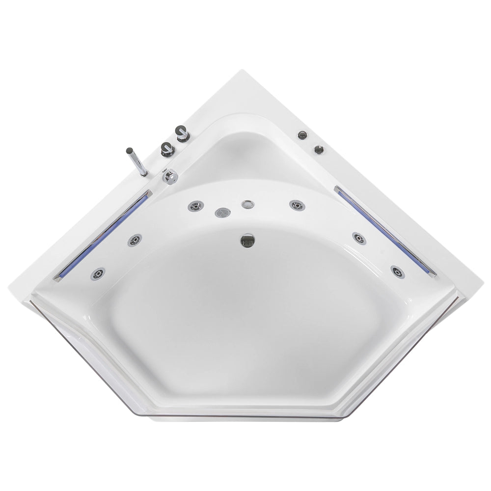 Vasca Idromassaggio Angolare Bianca con LED e getti massaggianti Design Moderno per 2 Persone