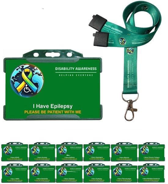 Lanyard per persone con disabilità epilettiche - Badgehouder - Portachiavi retrattile - Clip metallica - Clip di sicurezza con funzione di arresto - Materiale di plastica per carte di credito - Portaidentità