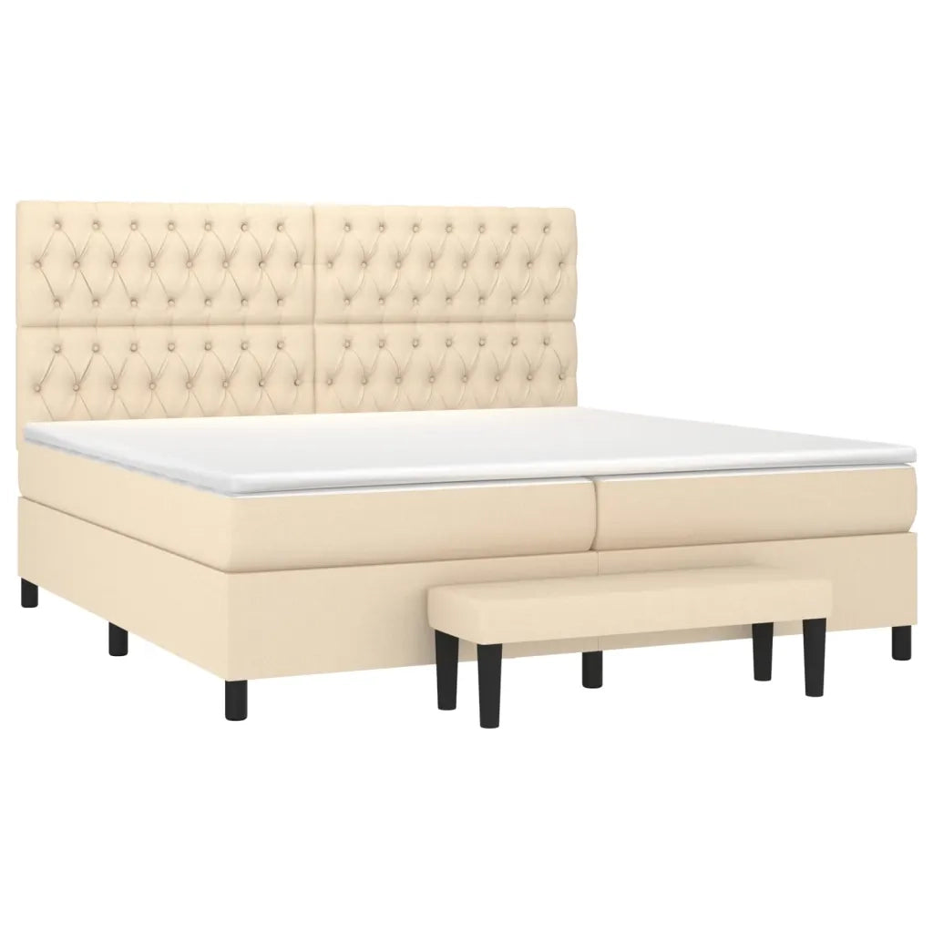 Giroletto a Molle con Materasso Crema 200x200 cm in Tessuto 3136866