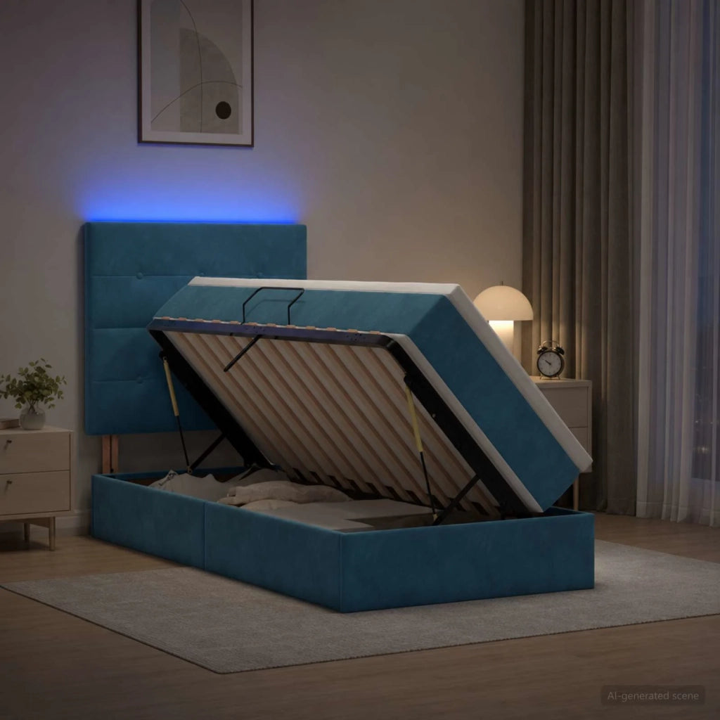 Letto con contenitore LED e materasso Blu Scuro 90 x 190 cm 3460102