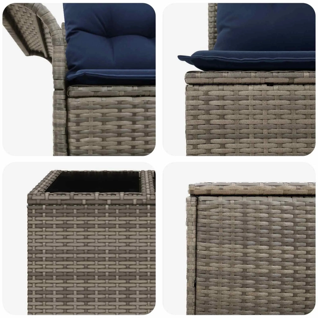 Set di divani 8 pz Grigio e Blu Navy Rattan sintetico e Acciaio 3448007