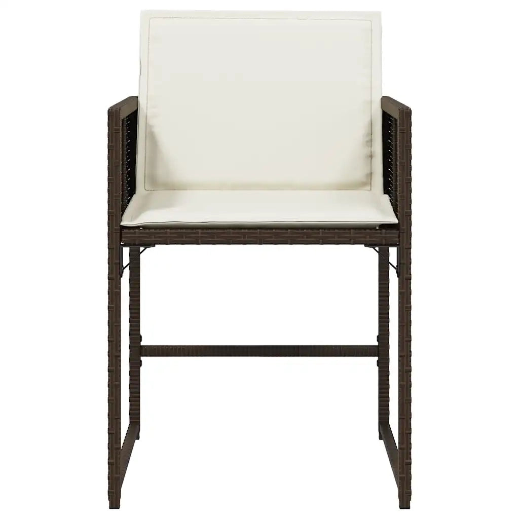Sedie da Giardino con Cuscini 4 pz | Sedie da Esterno Marroni in Polyrattan