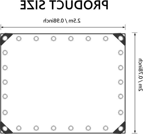 Telaio in PVC 420 g/m² impermeabile - multifunzionale - esterno - 12 cavi di ancoraggio neri - 10 m di cavo di ancoraggio (2×25 m)