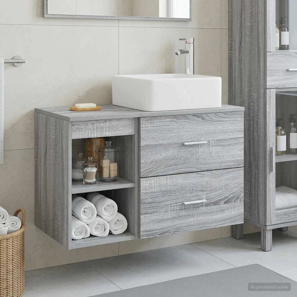 Set di mobili per il bagno 2 pz Sonoma grigio 3403885