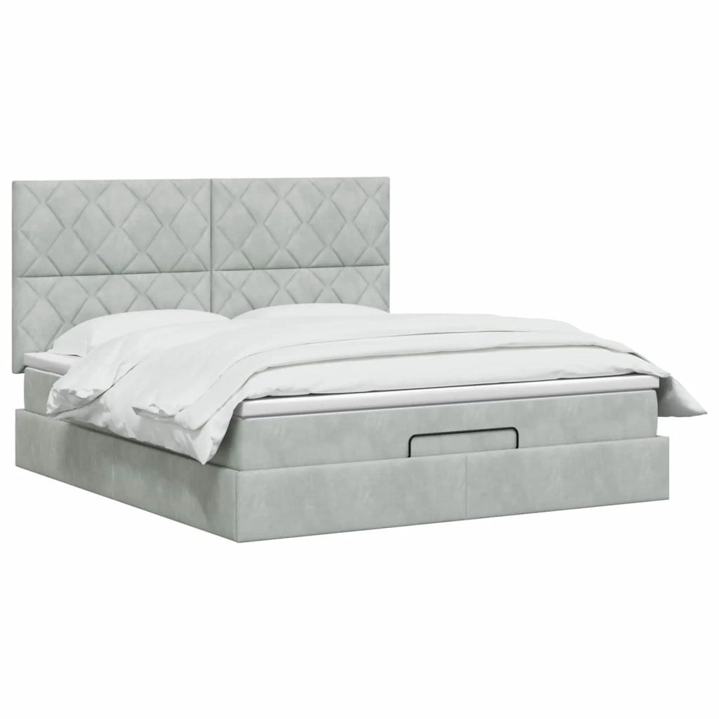 Letto Ottomano con Materasso e LED Grigio Chiaro 160 x 200 cm 3458385